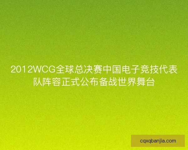2012WCG全球总决赛中国电子竞技代表队阵容正式公布备战世界舞台