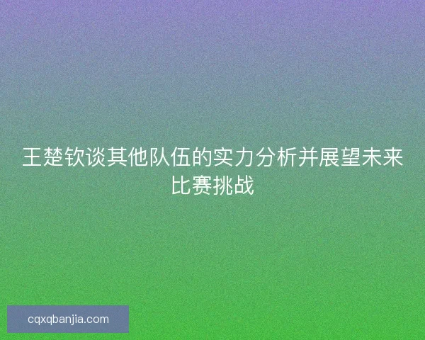 王楚钦谈其他队伍的实力分析并展望未来比赛挑战