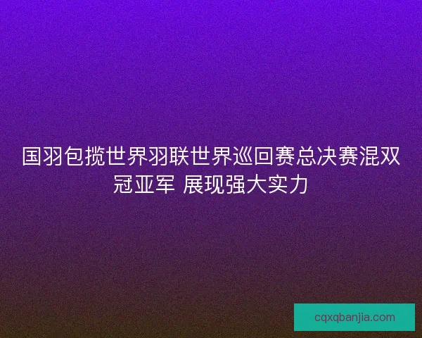 国羽包揽世界羽联世界巡回赛总决赛混双冠亚军 展现强大实力